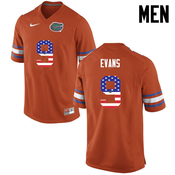 Men Florida Gators #9 Josh Evans College Football USA Flag Fashion Jerseys-Orange - Click Image to Close
